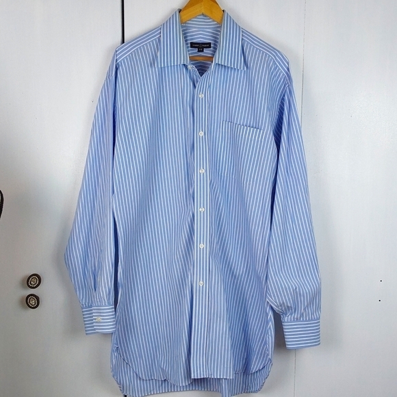 Robert Talbott Mens Blue Pinstripe Pocket Dress Shirt Button down Preppy Sz.L - Picture 1 of 10